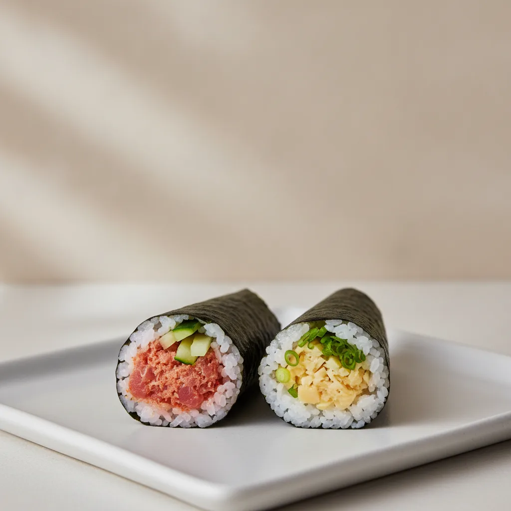Spicy Tuna and Negihama Handroll. Spicy Tuna and Negihama Handroll.