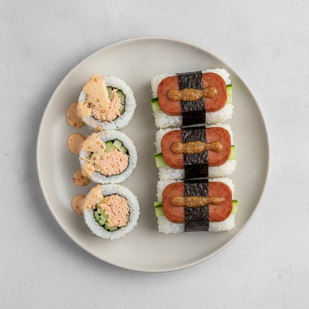 Miso Salmon and Spam Musubi. Miso Salmon and Spam Musubi.