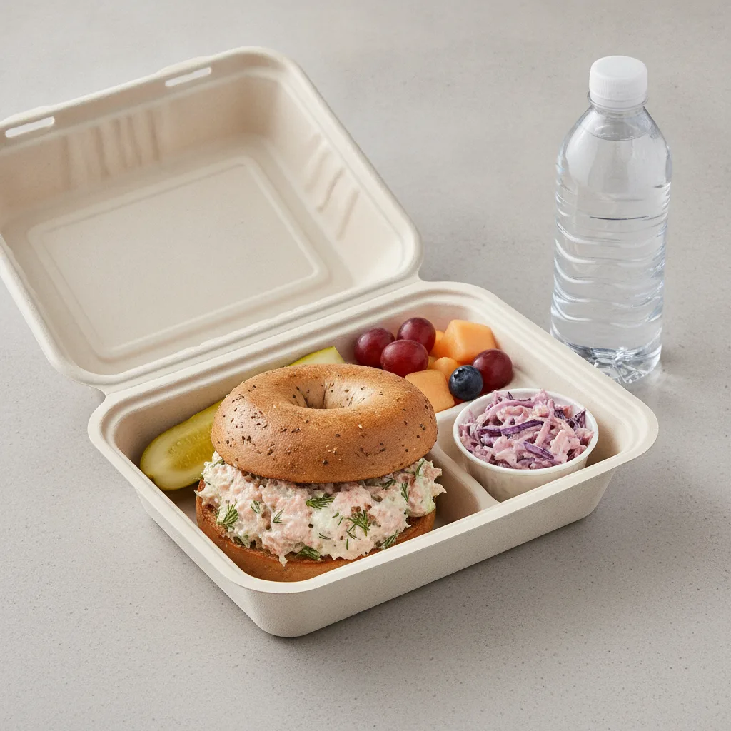 Gluten Free Boxed Lunch — Salmon Salad / Bottled Water Gluten Free Boxed Lunch — Salmon Salad / Bottled Water