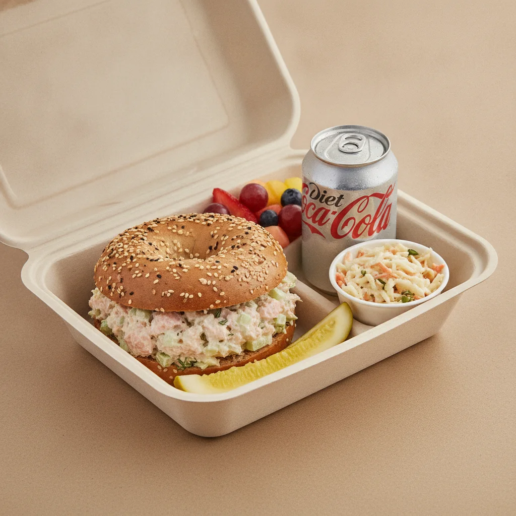 Gluten Free Boxed Lunch — Salmon Salad / Diet Soda Gluten Free Boxed Lunch — Salmon Salad / Diet Soda