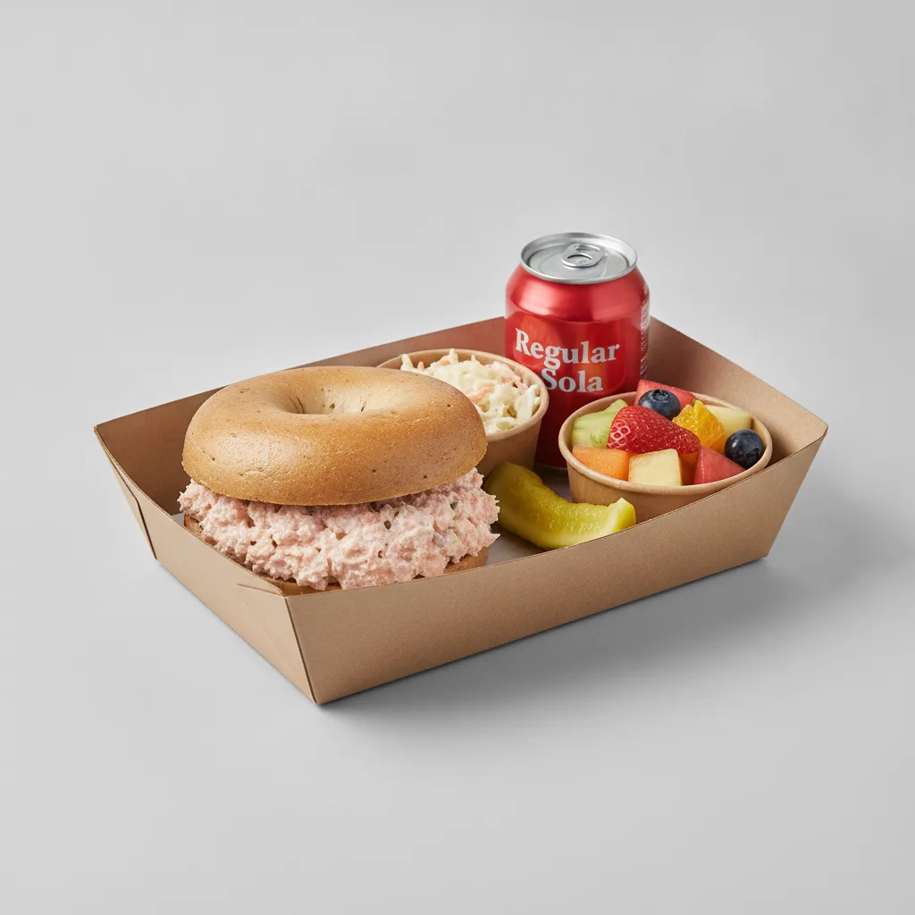 Gluten Free Boxed Lunch — Salmon Salad / Regular Soda Gluten Free Boxed Lunch — Salmon Salad / Regular Soda