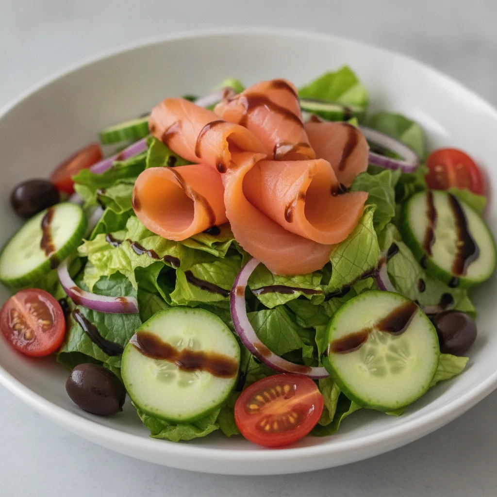 Garden Salad - Balsamic With Smoked Salmon Garden Salad - Balsamic With Smoked Salmon