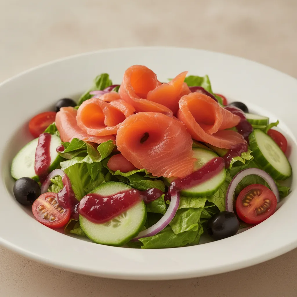 Garden Salad - Raspberry Vinaigrette With Smoked Salmon Garden Salad - Raspberry Vinaigrette With Smoked Salmon
