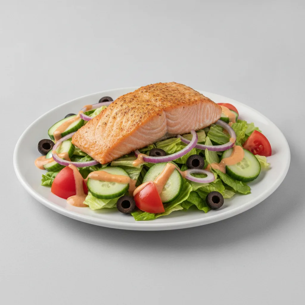 Garden Salad - Russian With Baked Salmon Garden Salad - Russian With Baked Salmon
