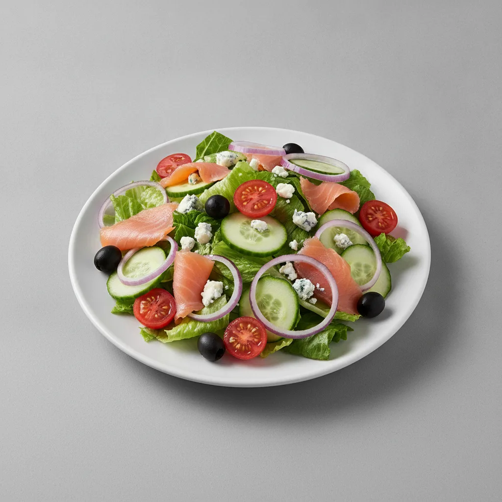 Garden Salad - Blue Cheese With Smoked Salmon Garden Salad - Blue Cheese With Smoked Salmon