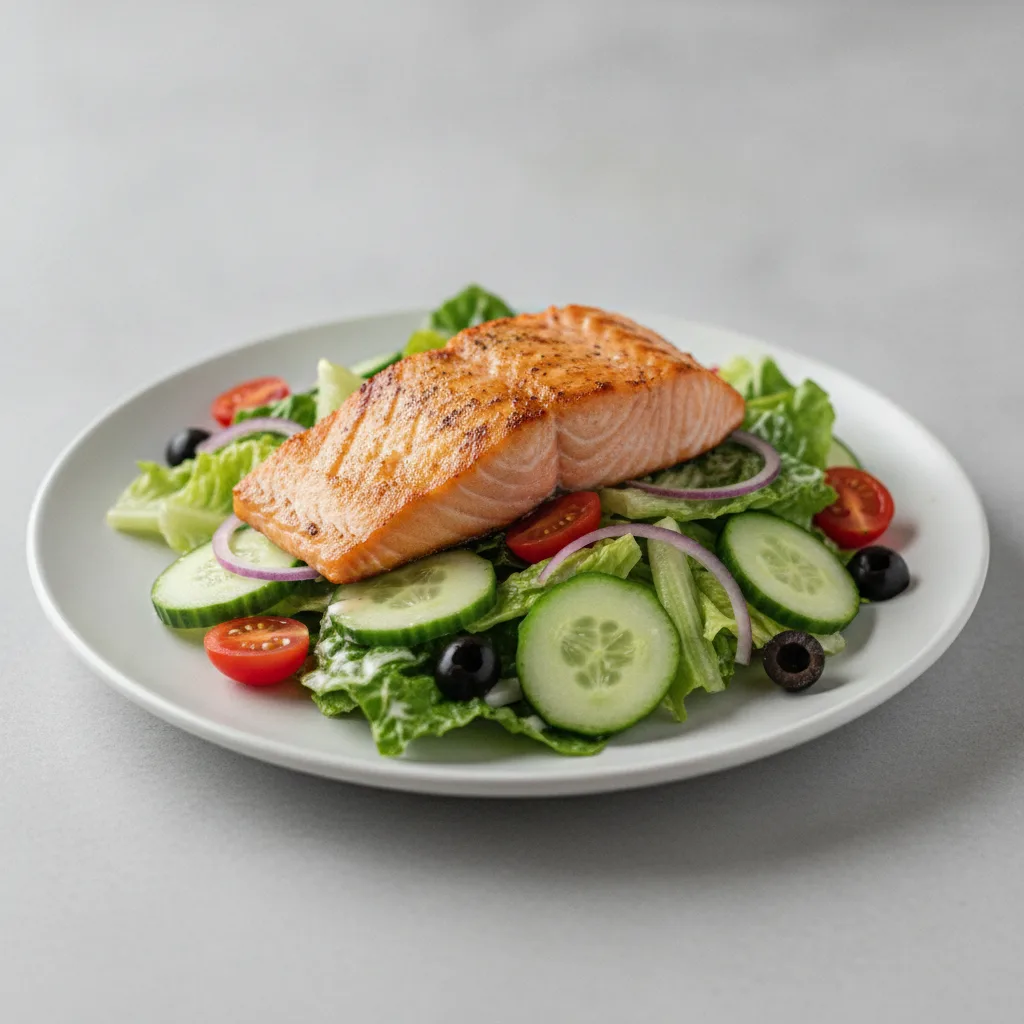 Garden Salad - Caesar With Baked Salmon Garden Salad - Caesar With Baked Salmon