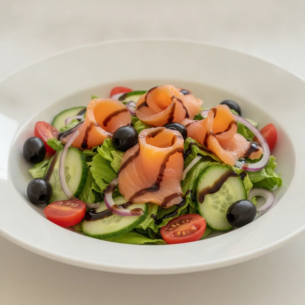Garden Salad - Balsamic With Smoked Salmon Garden Salad - Balsamic With Smoked Salmon