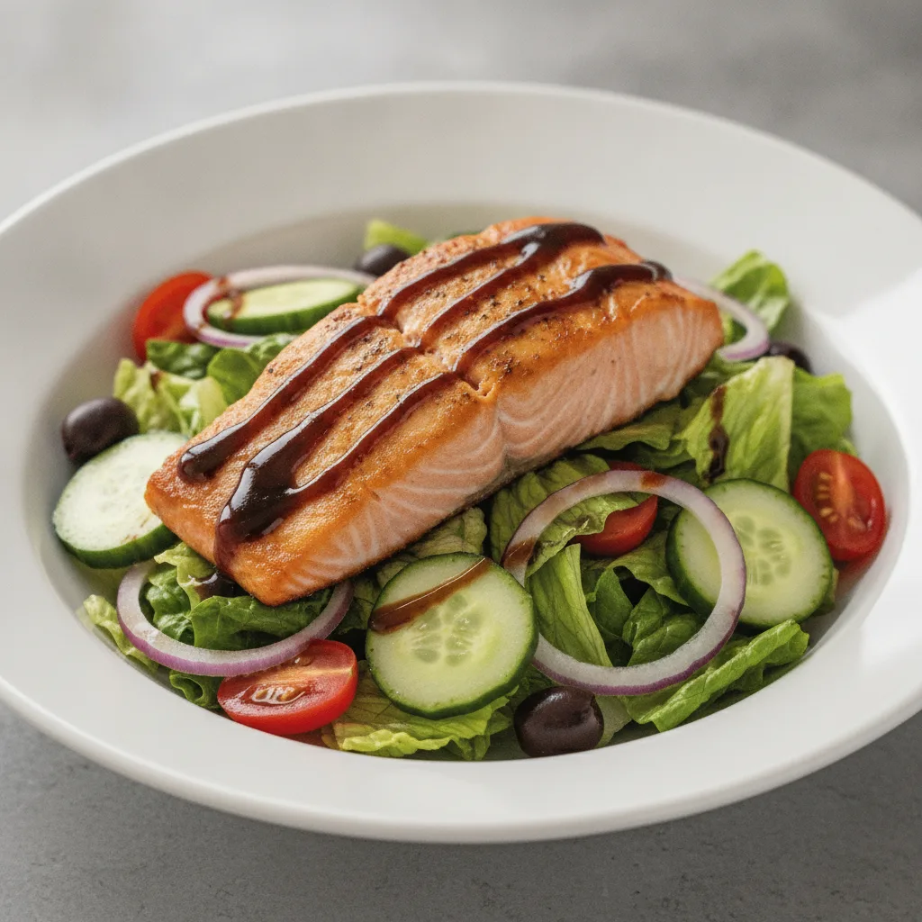Garden Salad - Balsamic With Baked Salmon Garden Salad - Balsamic With Baked Salmon