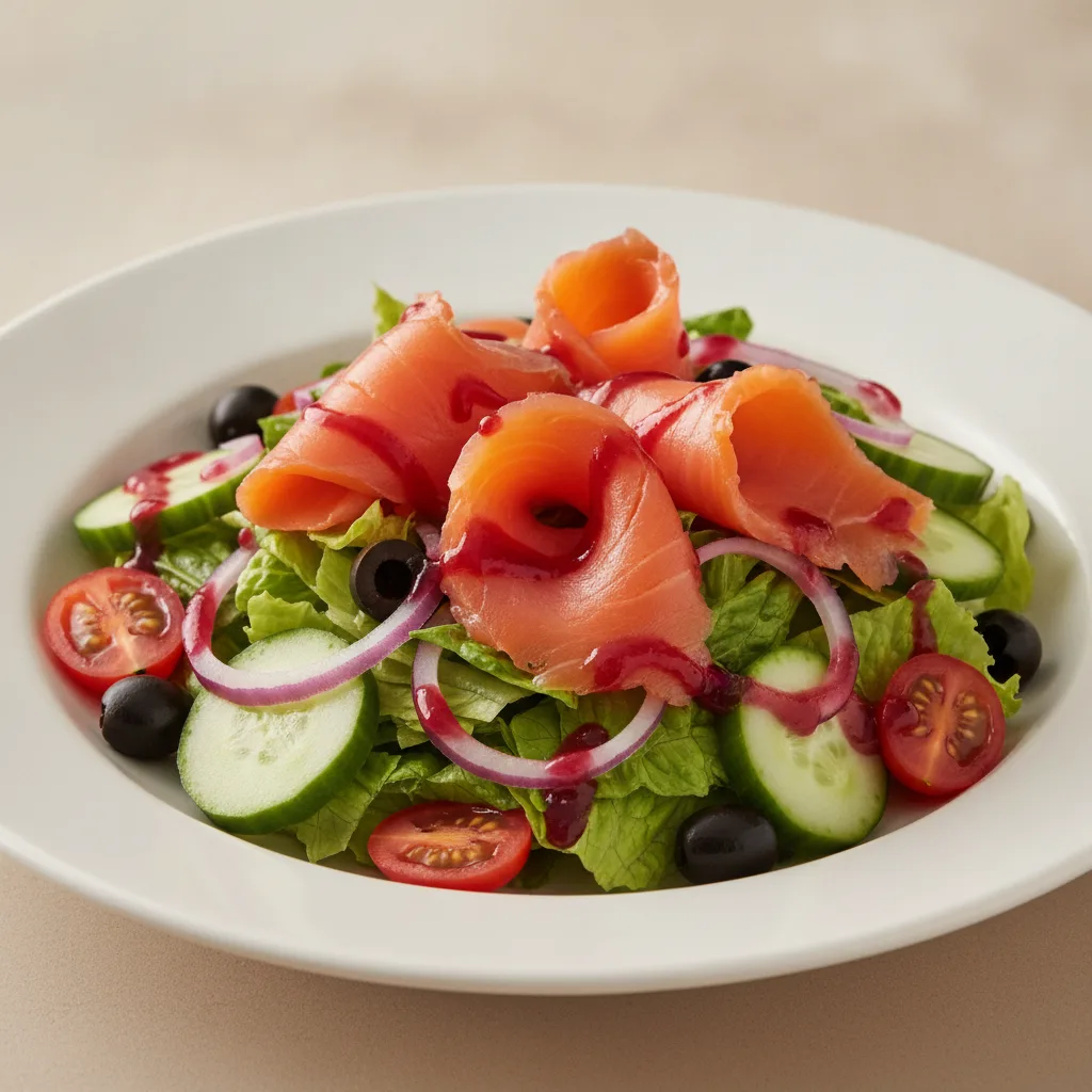 Garden Salad - Raspberry Vinaigrette With Smoked Salmon Garden Salad - Raspberry Vinaigrette With Smoked Salmon