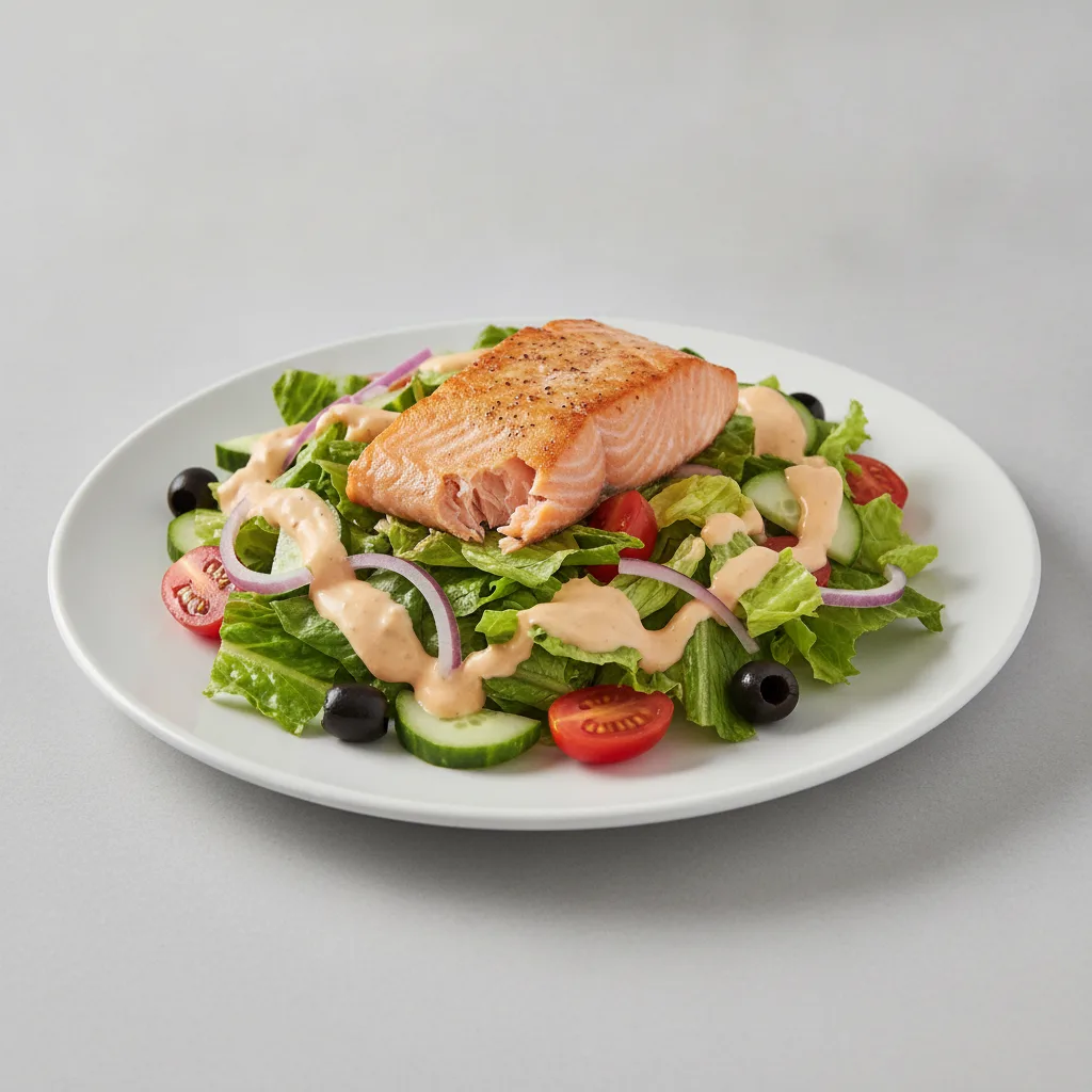 Garden Salad - Russian With Baked Salmon Garden Salad - Russian With Baked Salmon