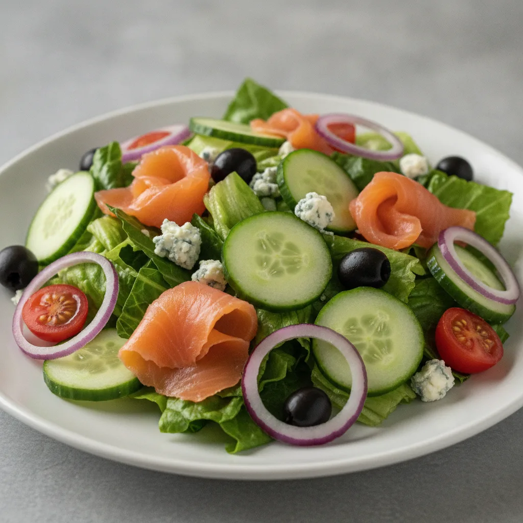 Garden Salad - Blue Cheese With Smoked Salmon Garden Salad - Blue Cheese With Smoked Salmon