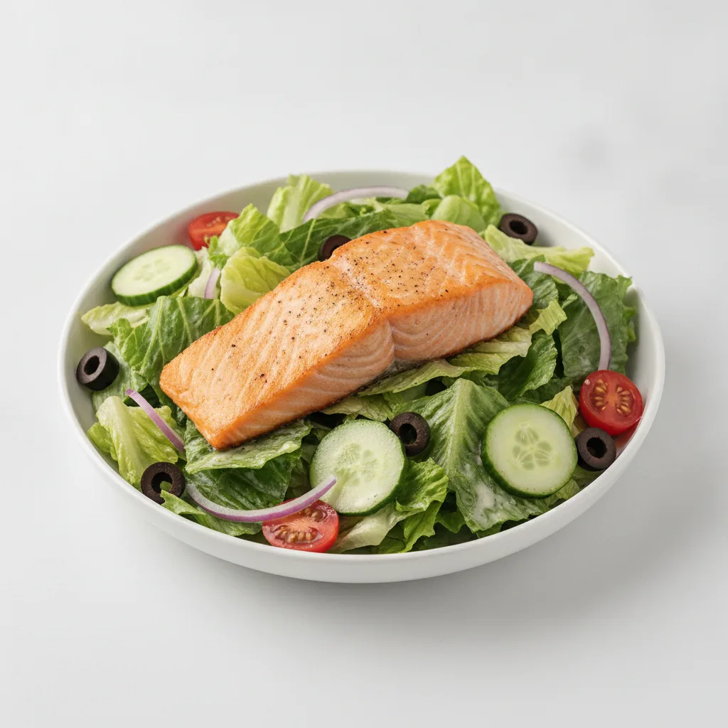 Garden Salad - Caesar With Baked Salmon Garden Salad - Caesar With Baked Salmon