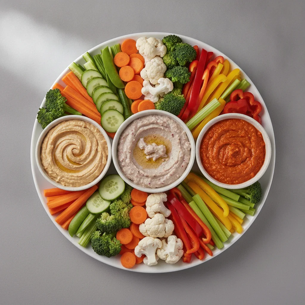 Snacking Veggies and 3 Dips Snacking Veggies and 3 Dips
