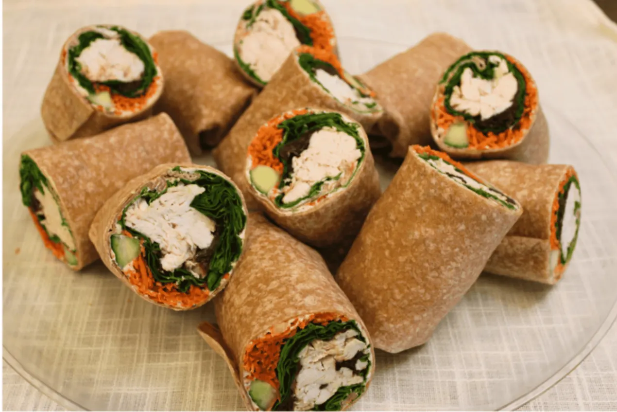 Whole Wheat Chicken Wrap with Dried Tomato and Parmesan Cheese Spread