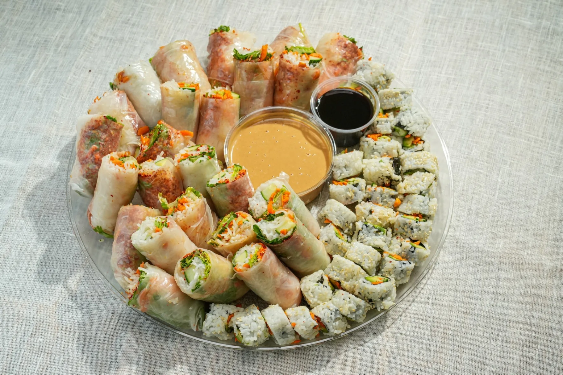 Veggie Sushi and Spring Roll Platter
