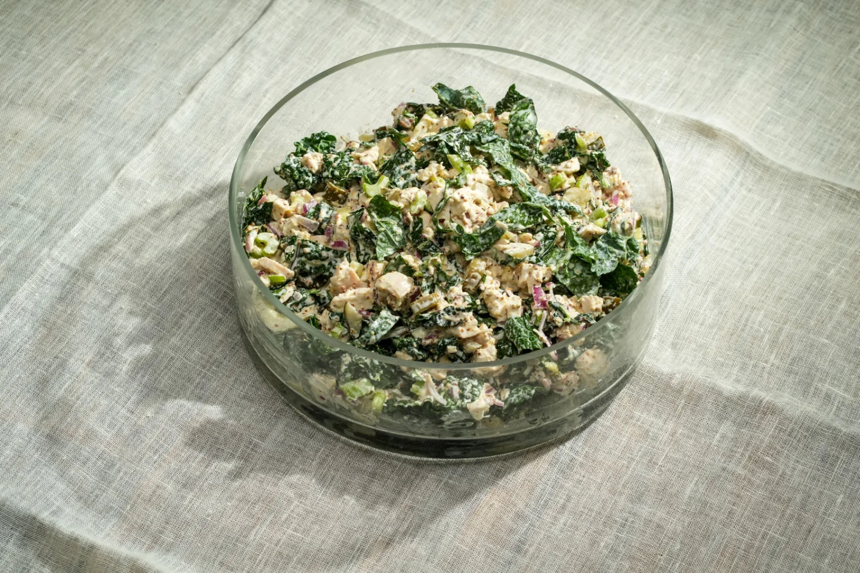 Chicken Salad with Garlic Aioli, Whole Grain Mustard and Kale