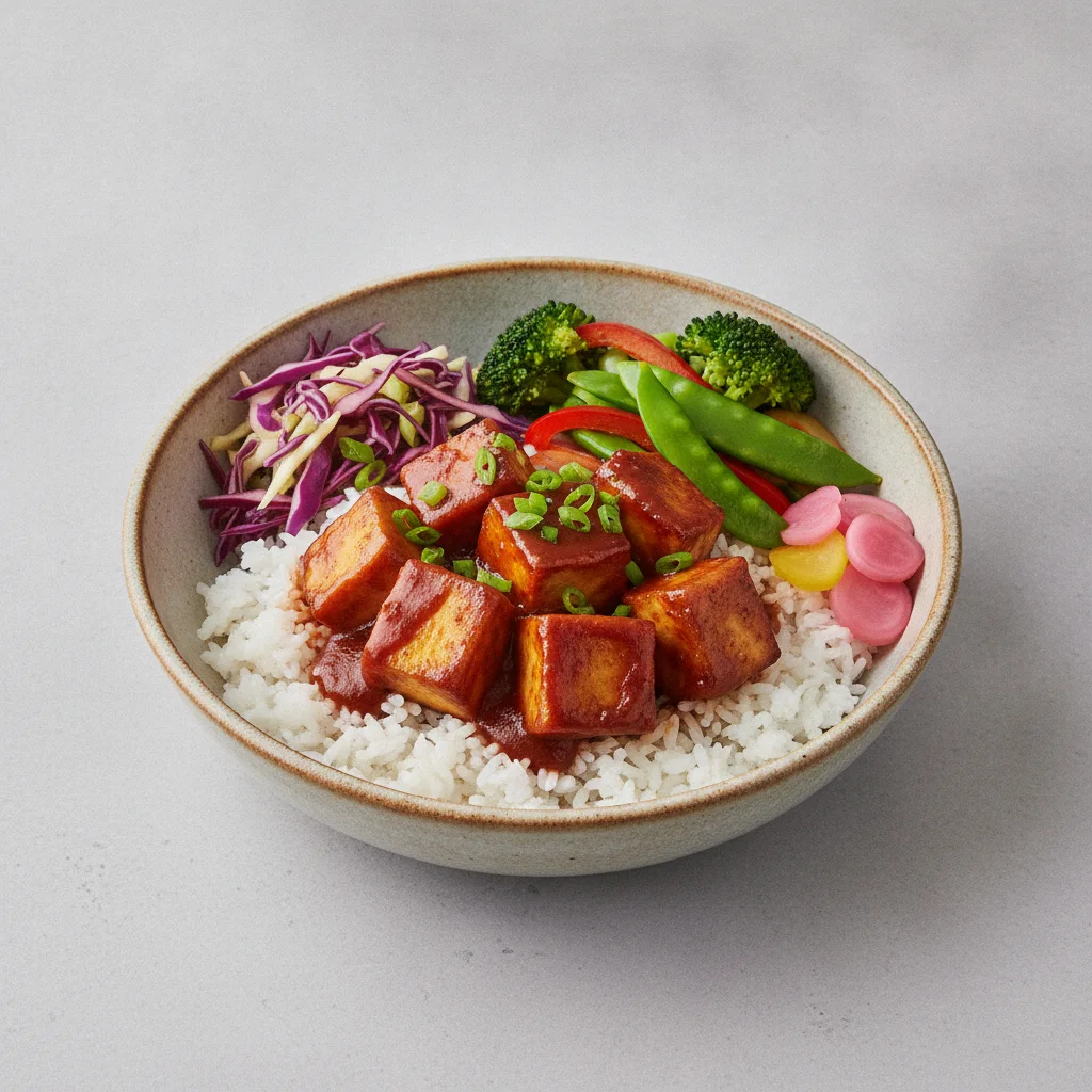 Spicy Golden Tofu Bowl [No Mayo, Vegan]