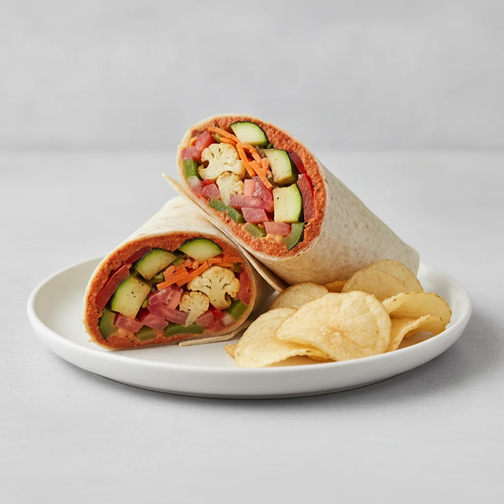Veggie and Hummus Wrap (Vegan) with Chips