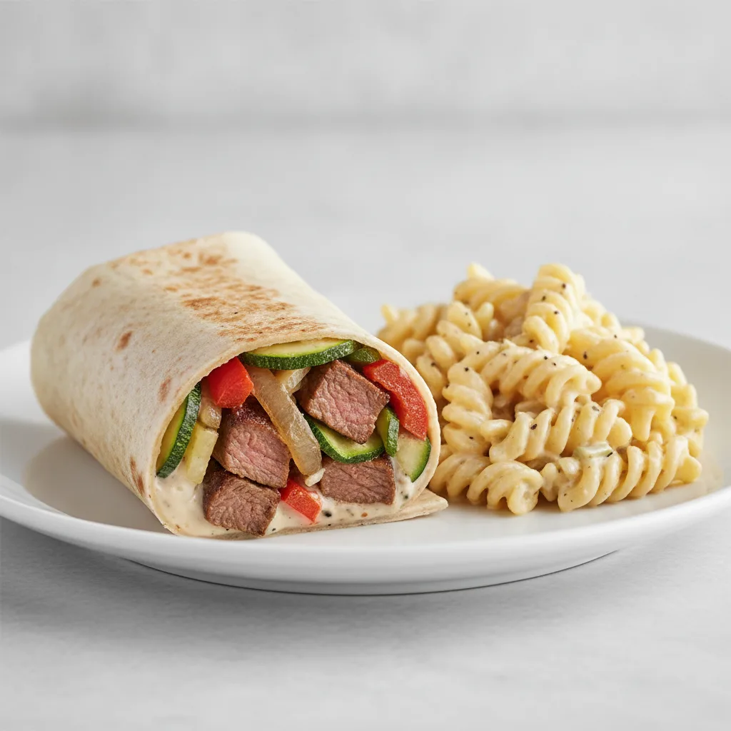 Hibachi Steak Wrap with Creamy Pasta Salad