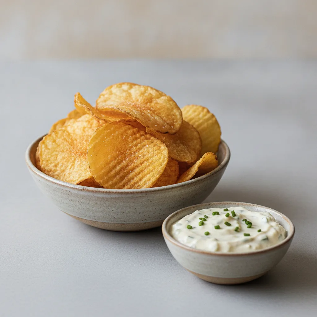 Homemade Potato Chips with Signature Onion Dip
