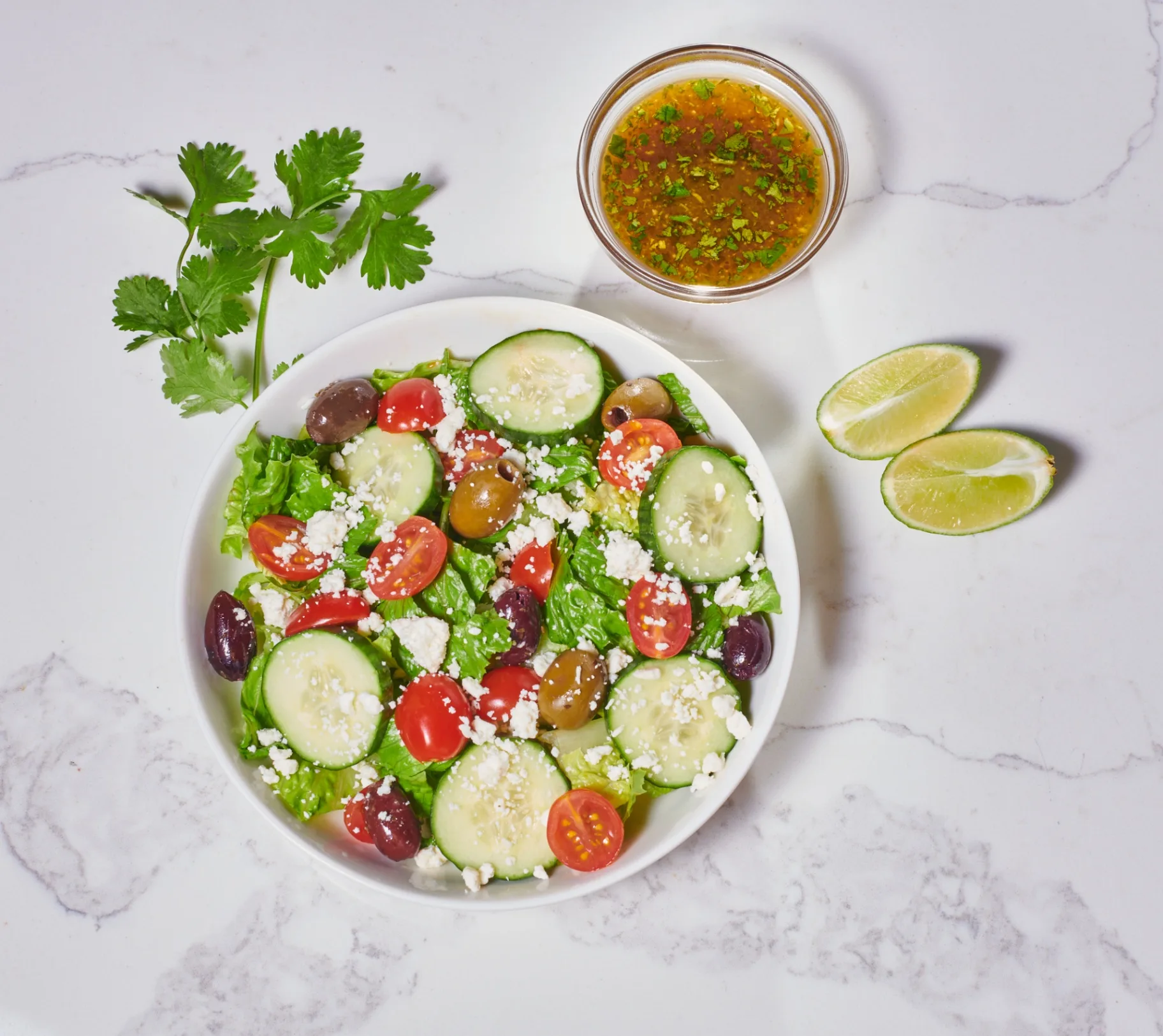 Greek Salad with Lime-Cilantro Dressing - Half Tray