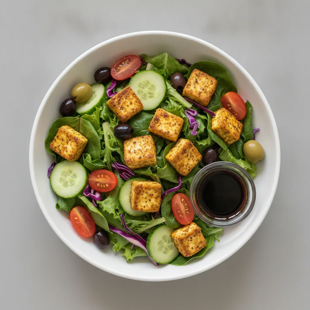 Spring Mix Salad with Balsamic Dressing - Spiced Paneer