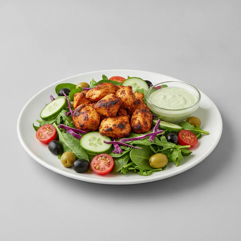 Spring Mix Salad with Lime-Cilantro Dressing - Chicken Tikka