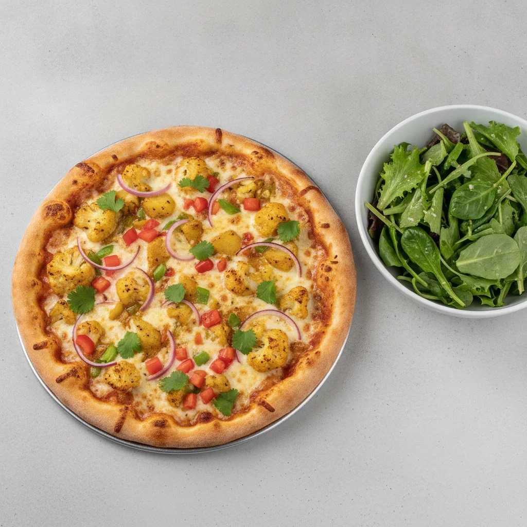 8" Aloo Gobi Pizza (Mild) + Spring Mix Salad