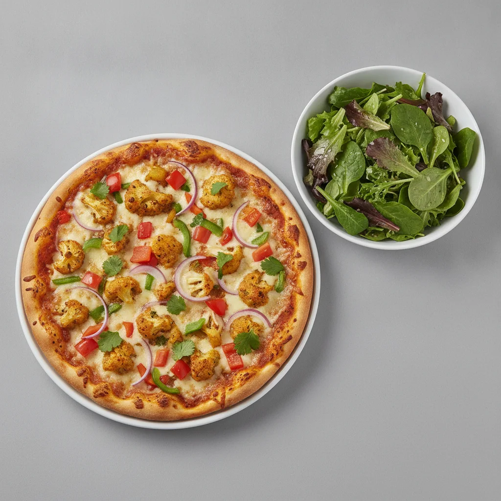8" Vegan Aloo Gobi Pizza (Mild) + Spring Mix Salad
