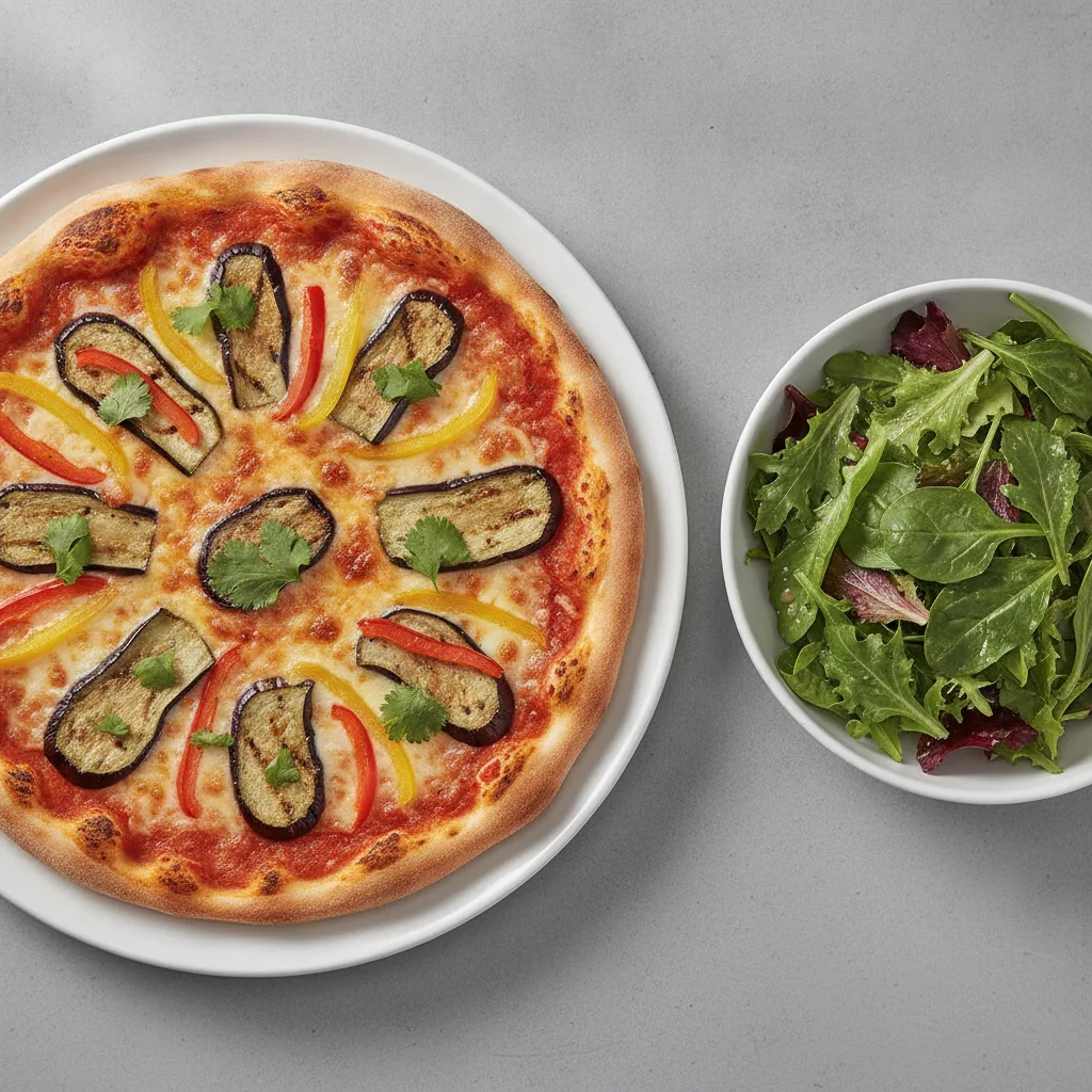 Vegan 8" Chillifornia Eggplant Pizza - Hot + Spring Mix Salad