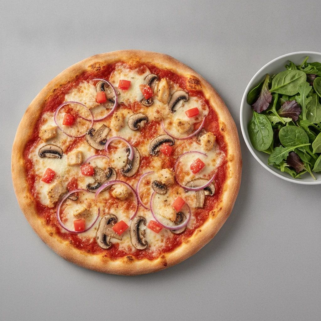 8" Garlic Chicken Pizza + Spring Mix Salad