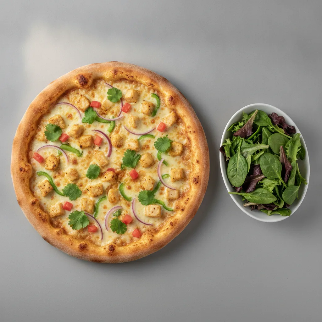 8" Chicken Korma Pizza + Spring Mix Salad