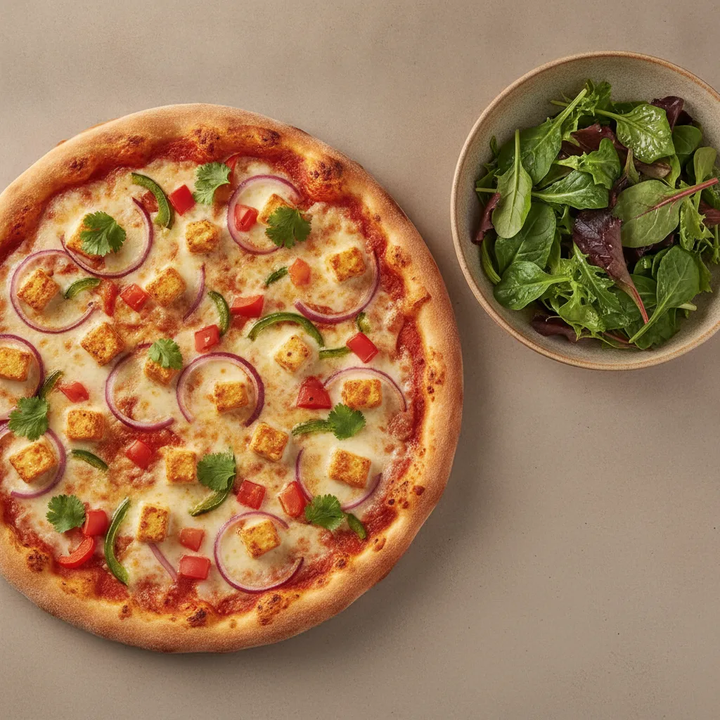 8" Paneer Korma Pizza + Spring Mix Salad