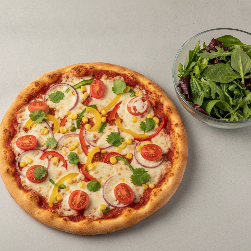 8" Maha Veggie Pizza + Spring Mix Salad