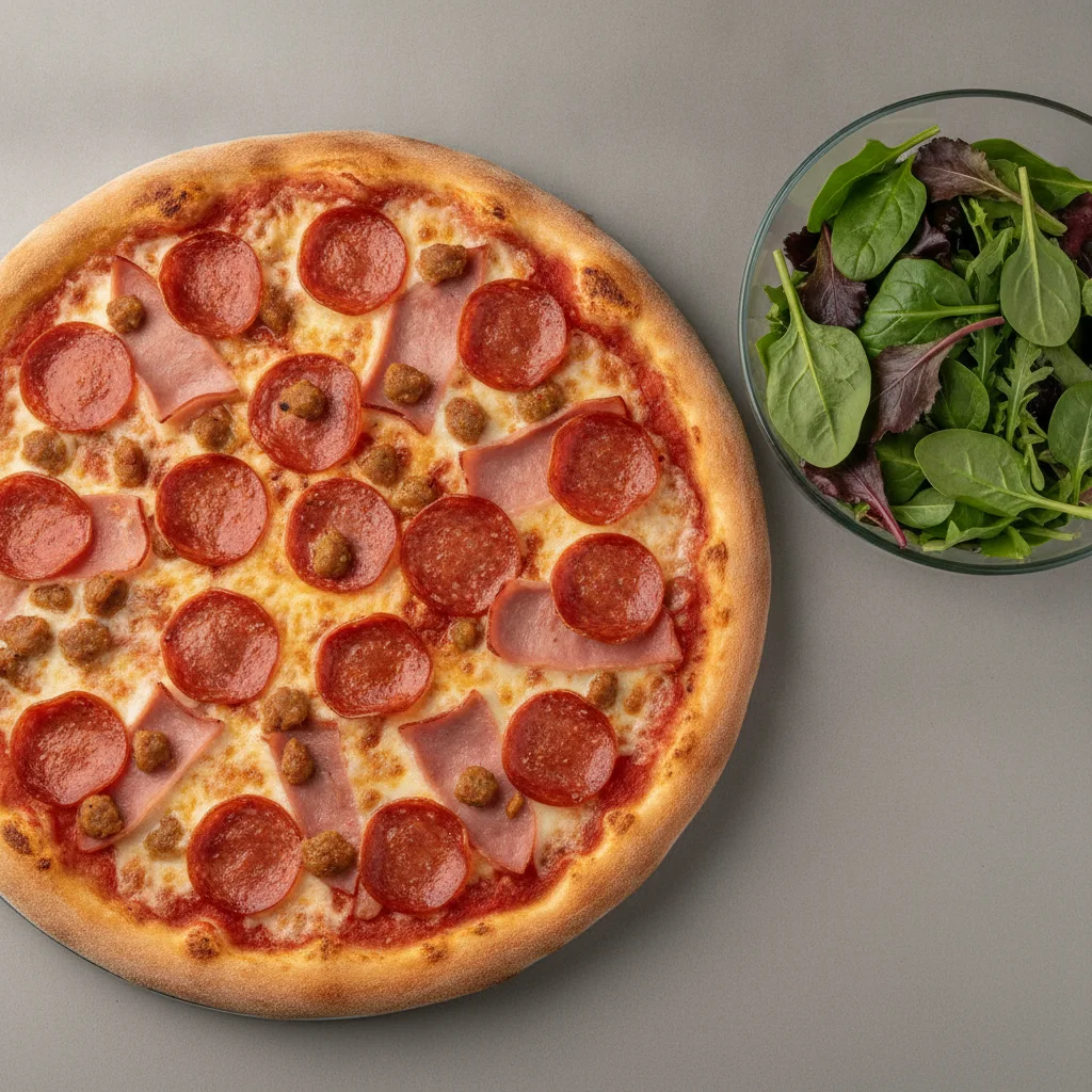 8" Meatie Pizza + Spring Mix Salad