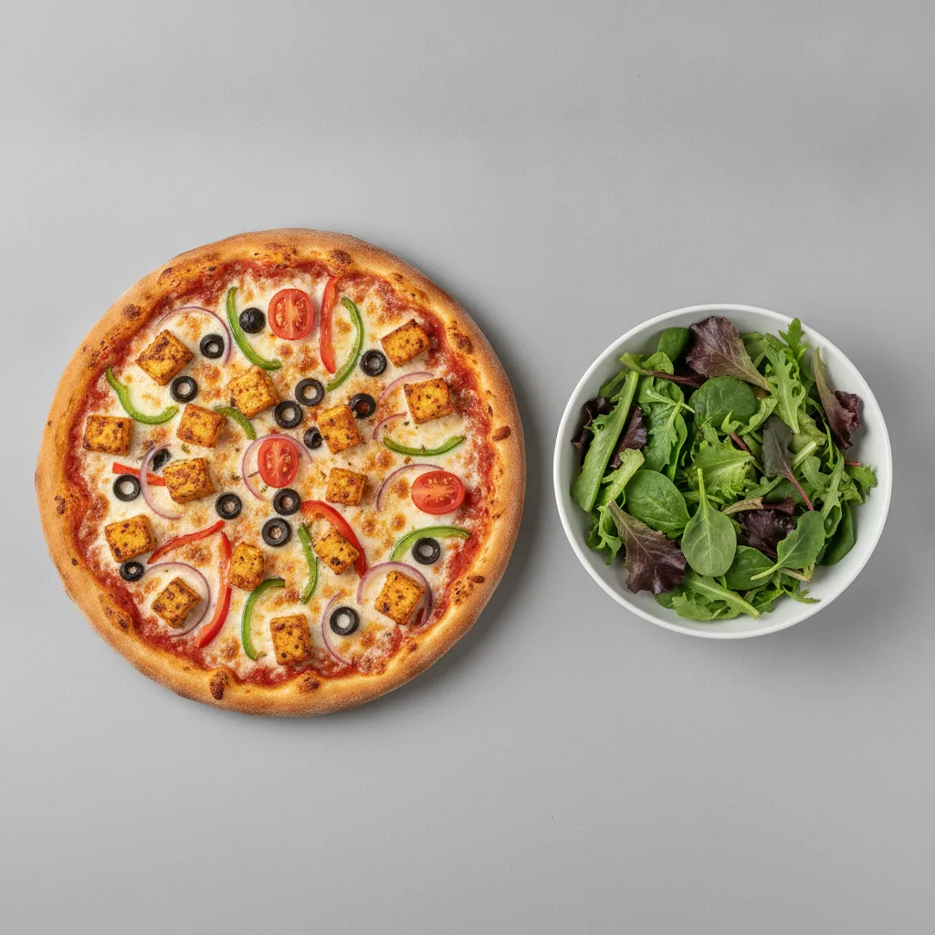 8" Pep Paneer Pizza - Mild + Spring Mix Salad