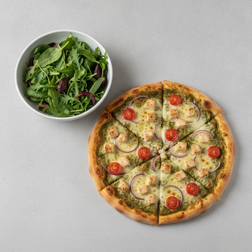 8" Pesto Chicken Pizza + Spring Mix Salad