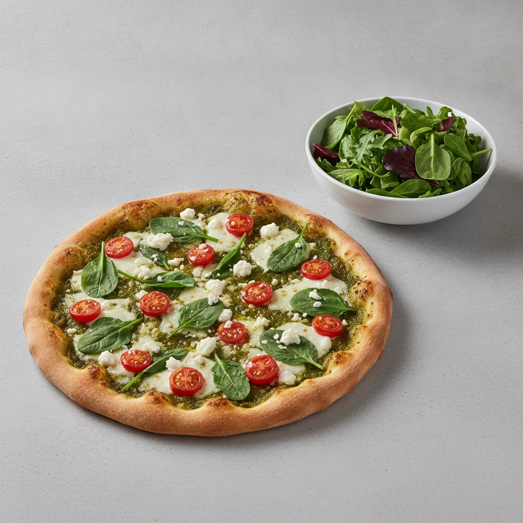 8" Pesto Spinach Pizza + Spring Mix Salad