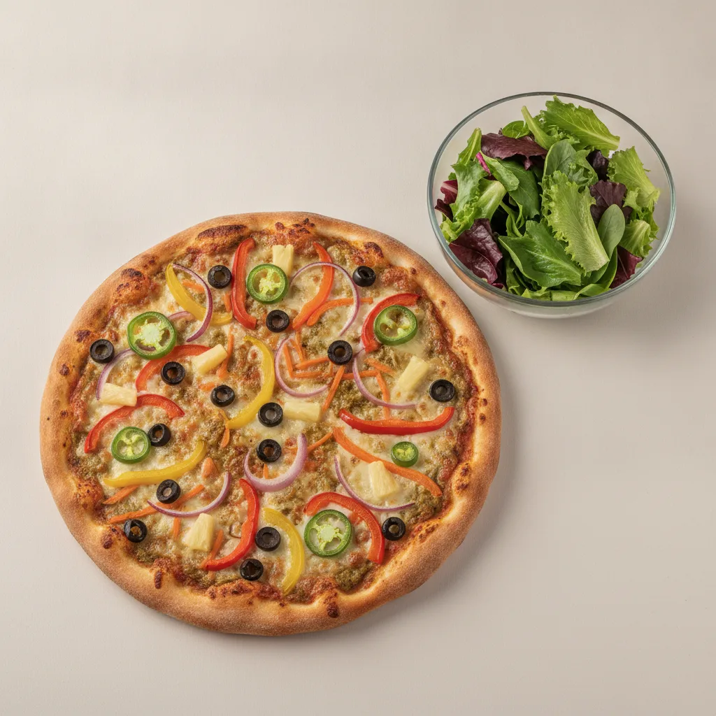 Vegan 8" Spicy Garden Pizza + Spring Mix Salad