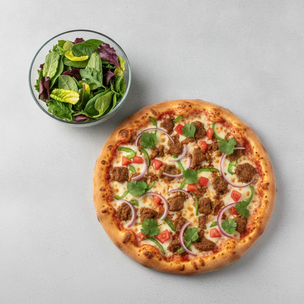 8" Spicy Gyro Pizza (Mild) + Spring Mix Salad