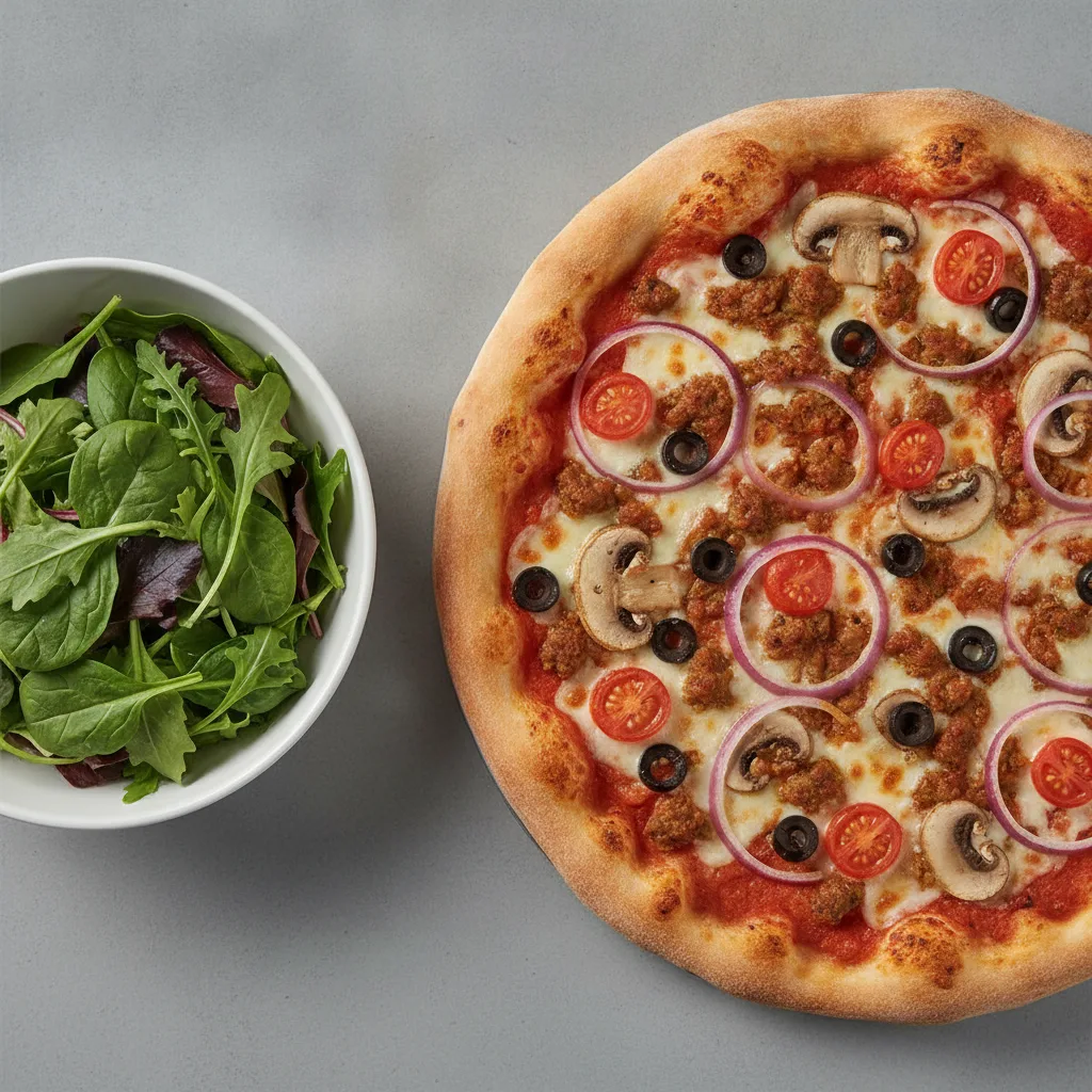 8" Impossible Pizza + Spring Mix Salad