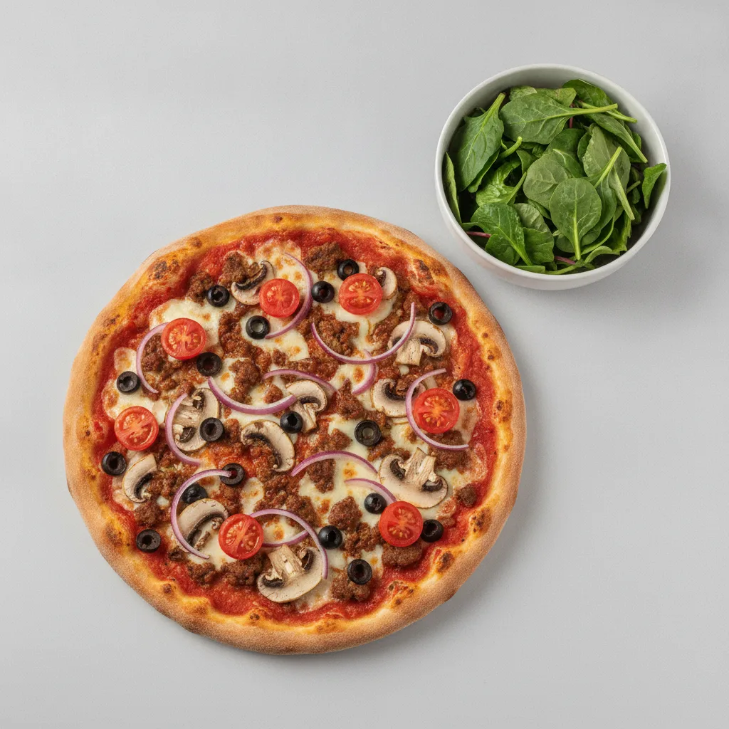 Vegan 8" Impossible Pizza + Spring Mix Salad