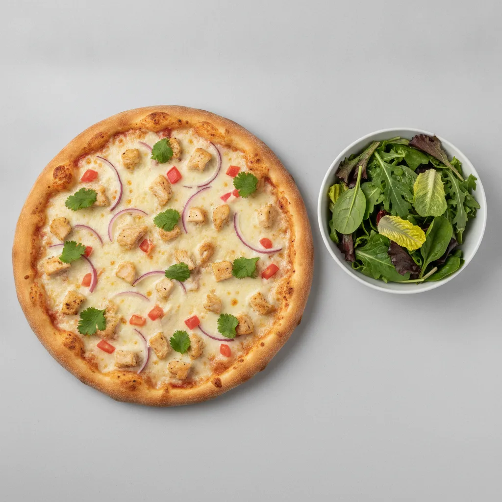 8" Chicken Pizza Masala (Mild) + Spring Mix Salad