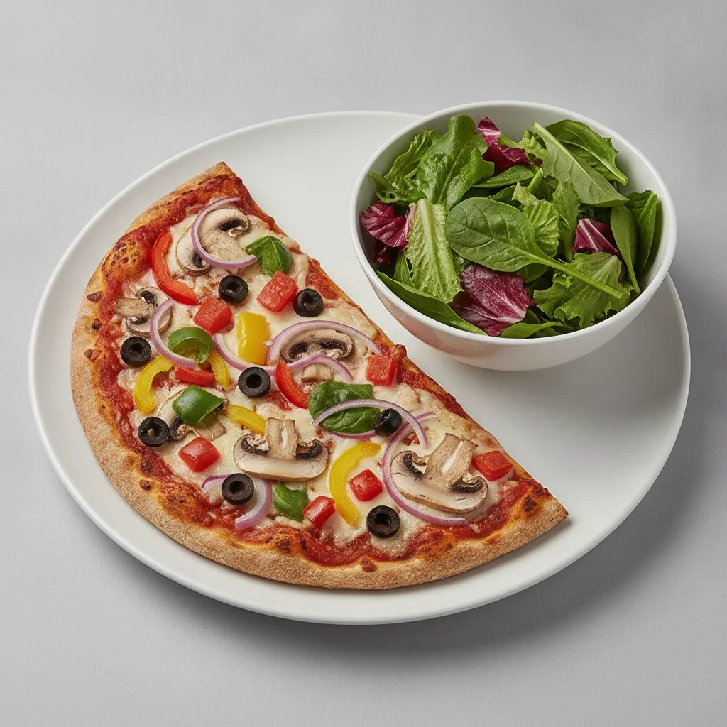 Gluten Free: Half Vegan Garden Veggie Pizza + Spring Mix Salad