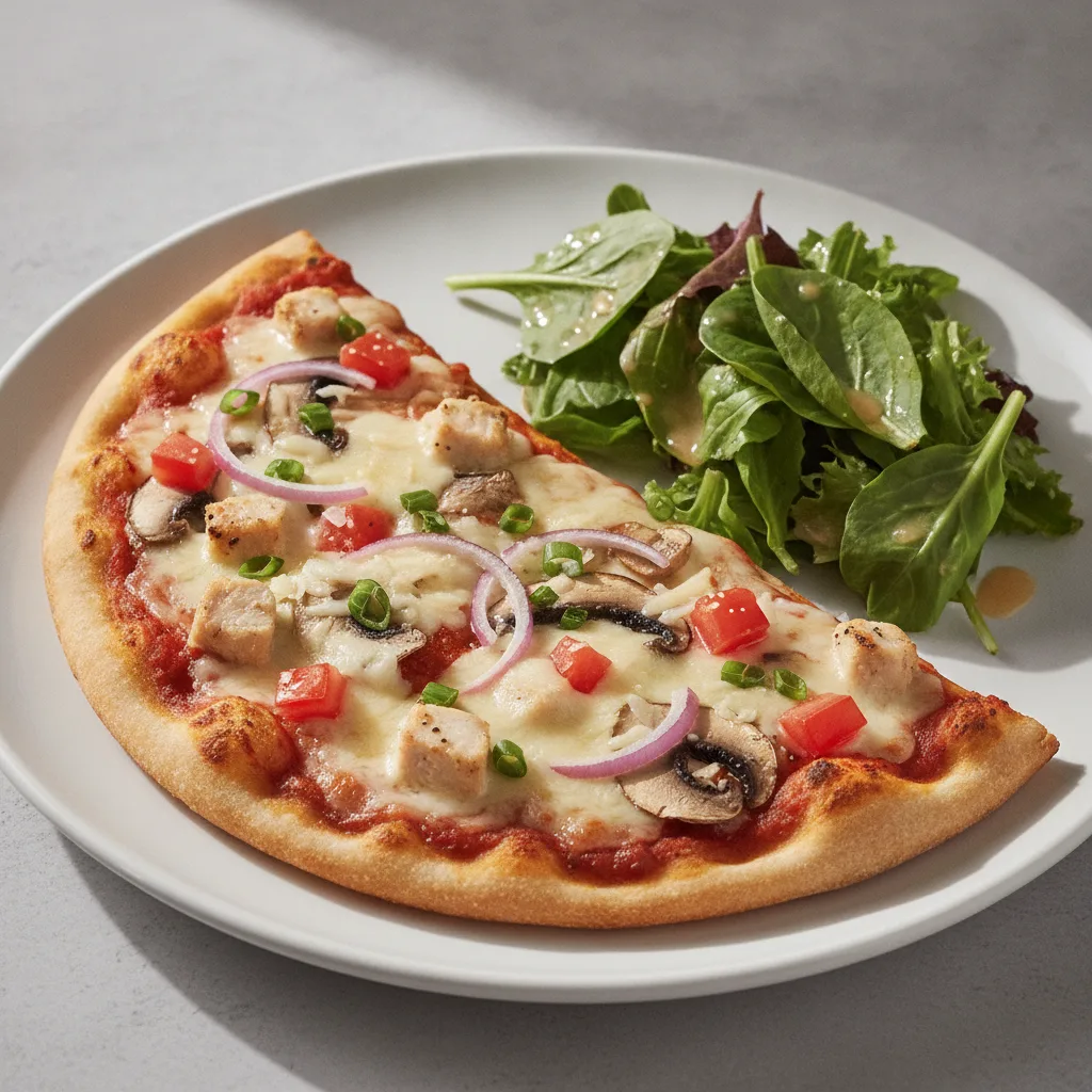 Gluten Free: Half Garlic Chicken Pizza + Spring Mix Salad