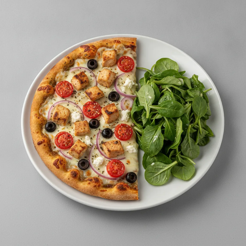 Gluten Free: Half Greek Sheek Pizza + Spring Mix Salad