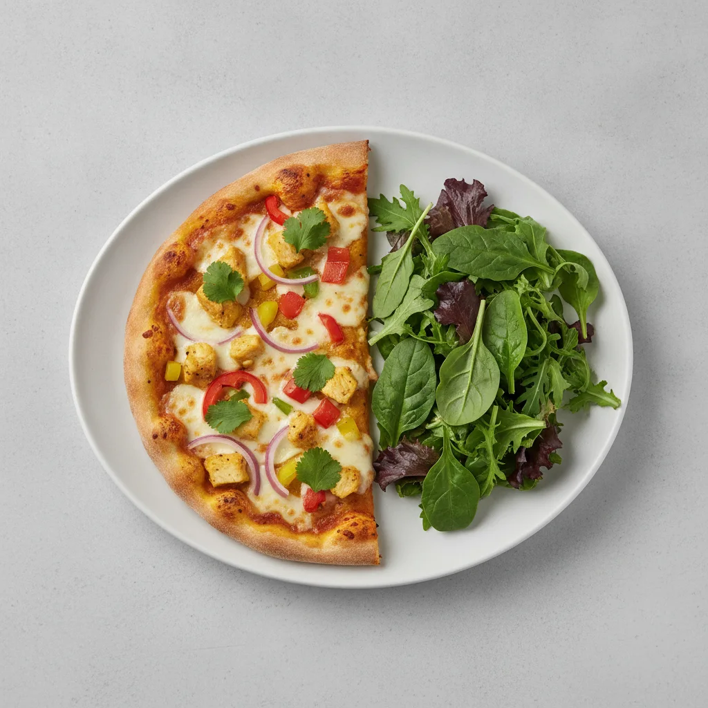 Gluten Free: Half Chicken Korma Pizza + Spring Mix Salad