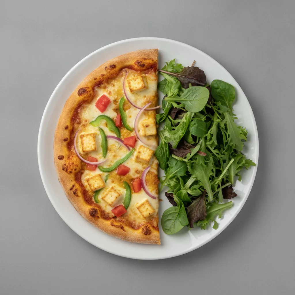 Gluten Free: Half Paneer Korma Pizza + Spring Mix Salad