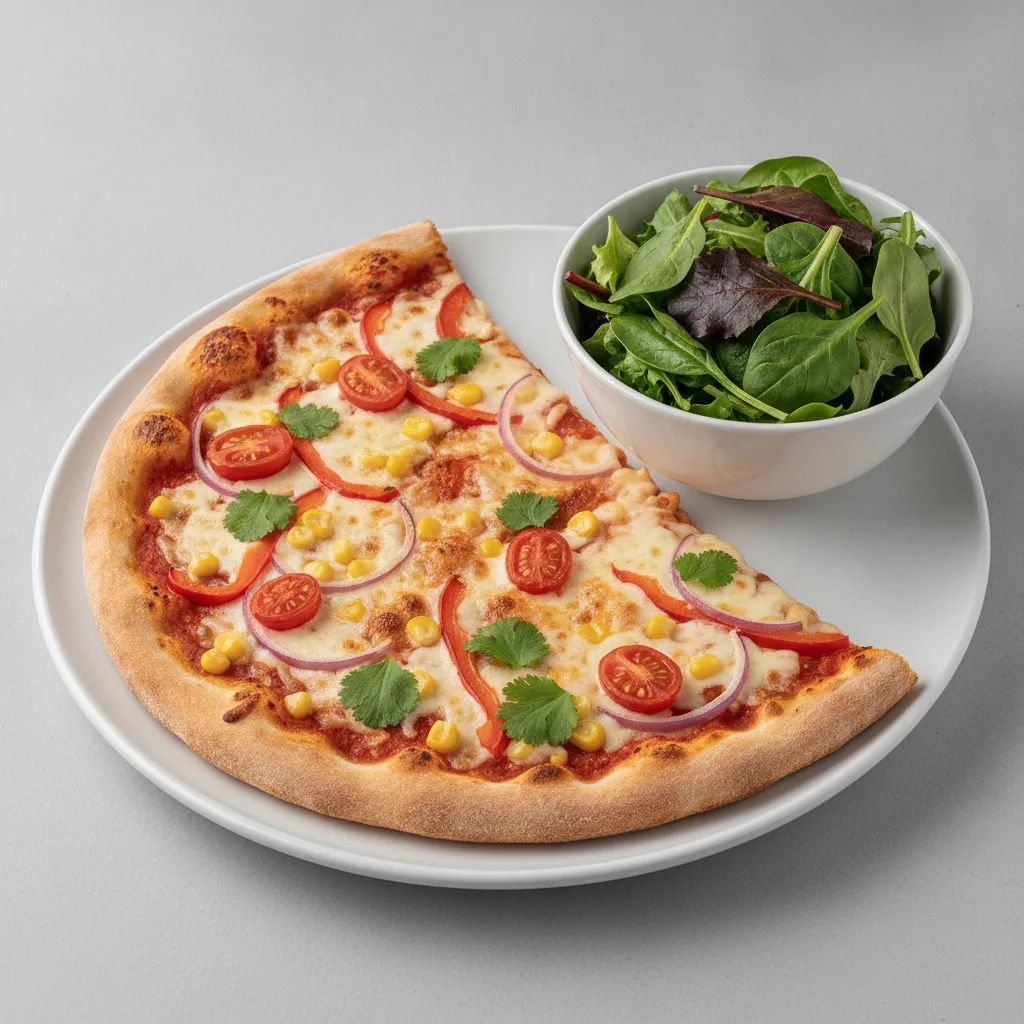 Gluten Free: Half Maha Veggie Pizza + Spring Mix Salad