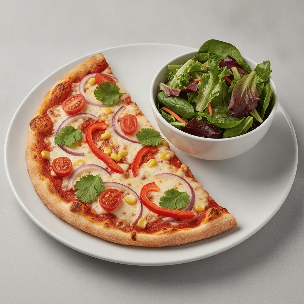 Gluten Free: Half Vegan Maha Veggie Pizza + Spring Mix Salad